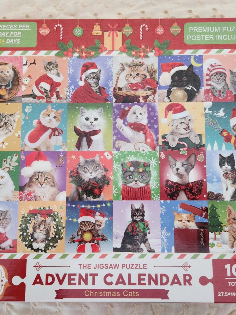 The Jigsaw Puzzle Advent Calendar Christmas Cats 1008 Piece Poster Included
